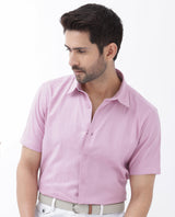 Men's Pink Casual Regular Fit Solid Half Sleeves Shirt