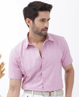 Men's Pink Casual Regular Fit Solid Half Sleeves Shirt