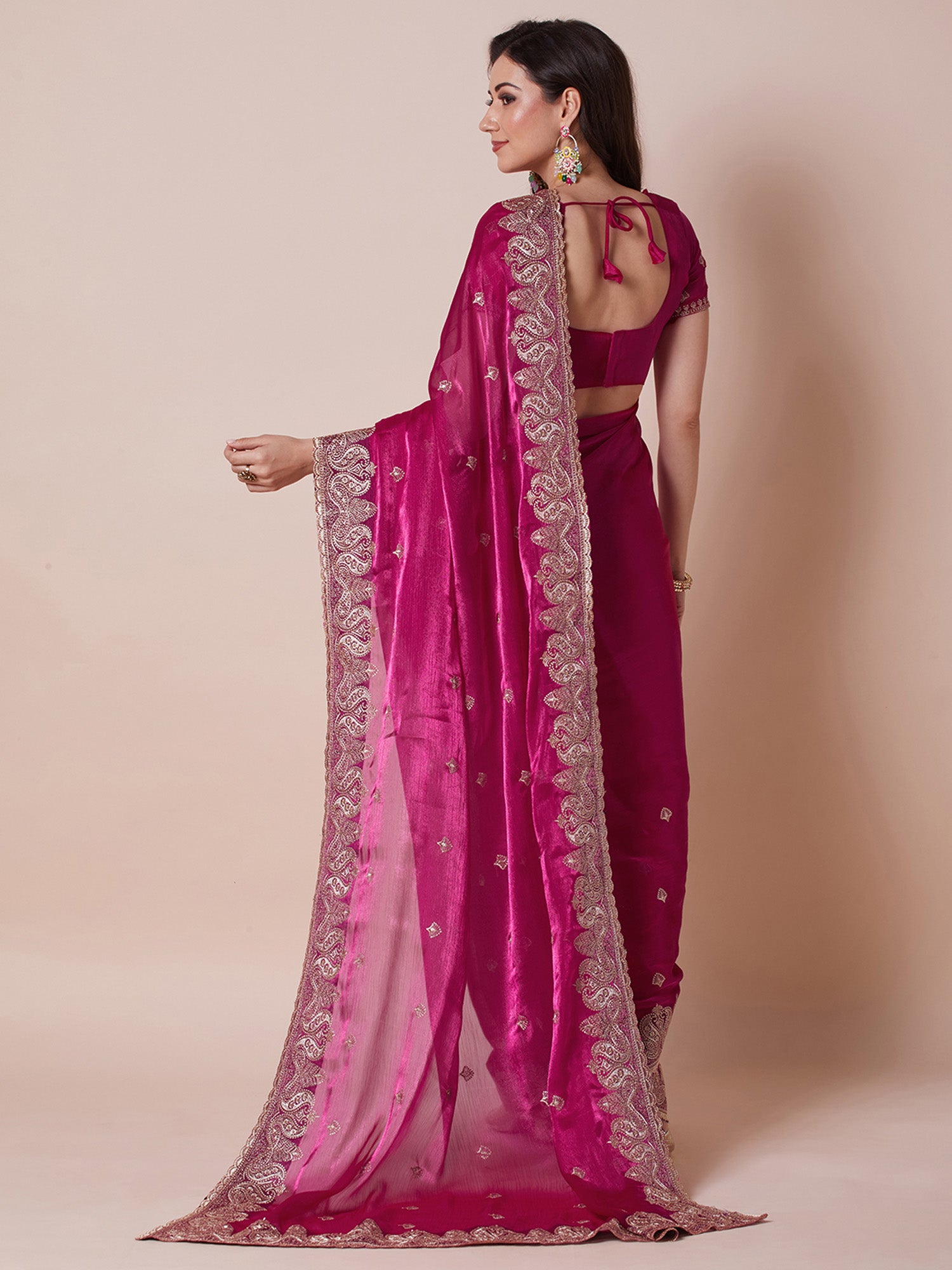 Women's Pink Festive Saree