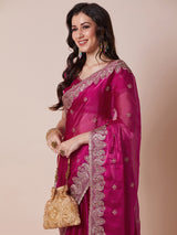 Women's Pink Festive Saree