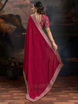 Women's Maroon Festive Bandhani Saree
