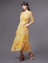 Women's Multicolor Full Sleeve Floral Layered Maxi Dress