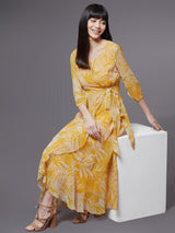 Women's Multicolor Full Sleeve Floral Layered Maxi Dress