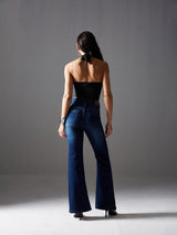 Women's Blue Bootcut Mid Rise Regular Denim Stretchable Jeans