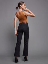 Women's Black Bootcut High Rise Regular Denim Jeans