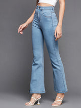 Women's Blue Bootcut High Rise Regular Denim Jeans
