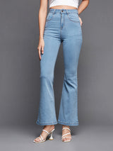 Women's Blue Bootcut High Rise Regular Denim Jeans