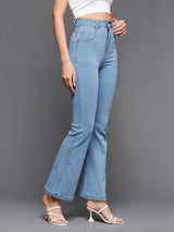 Women's Blue Bootcut High Rise Regular Denim Jeans