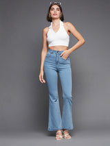 Women's Blue Bootcut High Rise Regular Denim Jeans