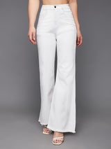 Women's White Bootcut High Rise Regular  Denim Jeans