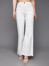 Women's White Bootcut High Rise Regular  Denim Jeans