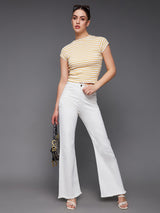 Women's White Bootcut High Rise Regular  Denim Jeans