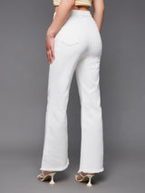 Women's White Bootcut High Rise Regular  Denim Jeans
