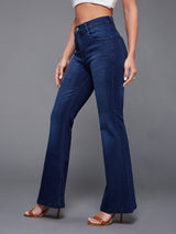 Women's Blue High Rise Regular Bootcut Denim Jeans