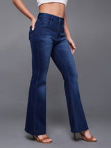 Women's Blue High Rise Regular Bootcut Denim Jeans