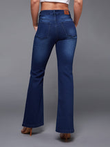 Women's Blue High Rise Regular Bootcut Denim Jeans