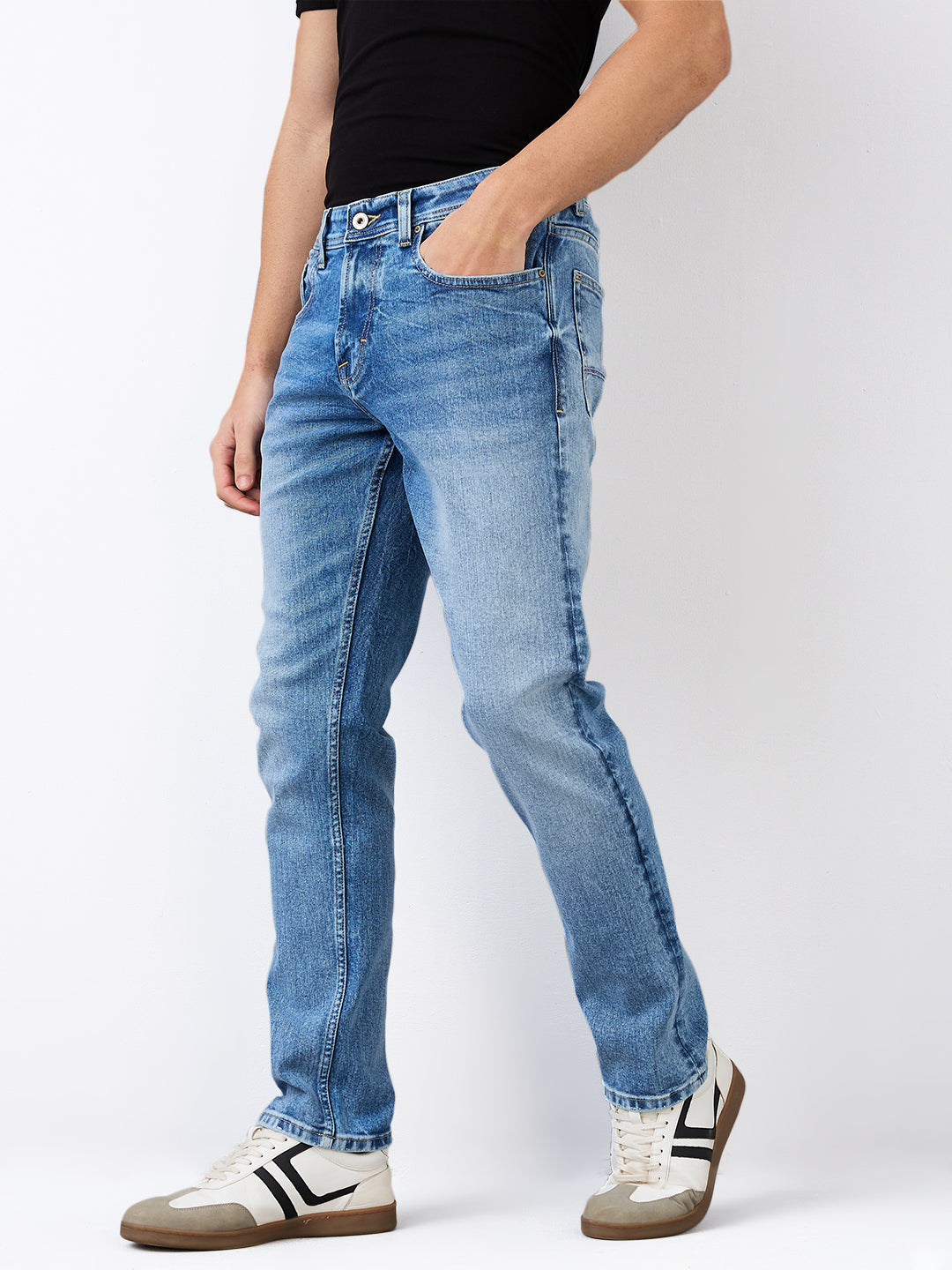 Men's Blue Casual Regular Fit Jeans