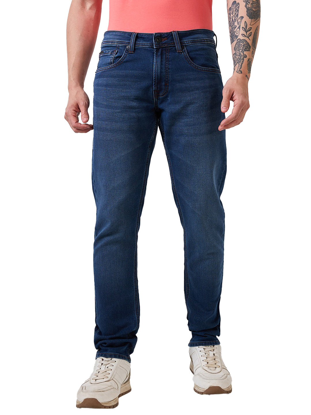 Men's Blue Casual Regular Fit Jeans