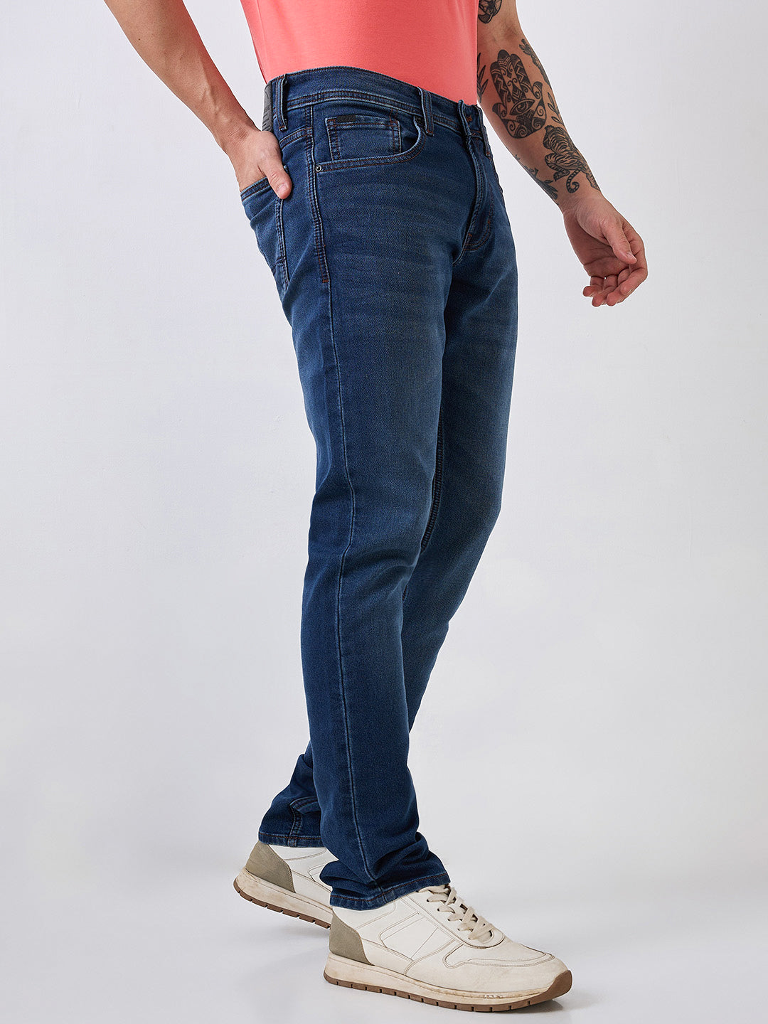Men's Blue Casual Regular Fit Jeans