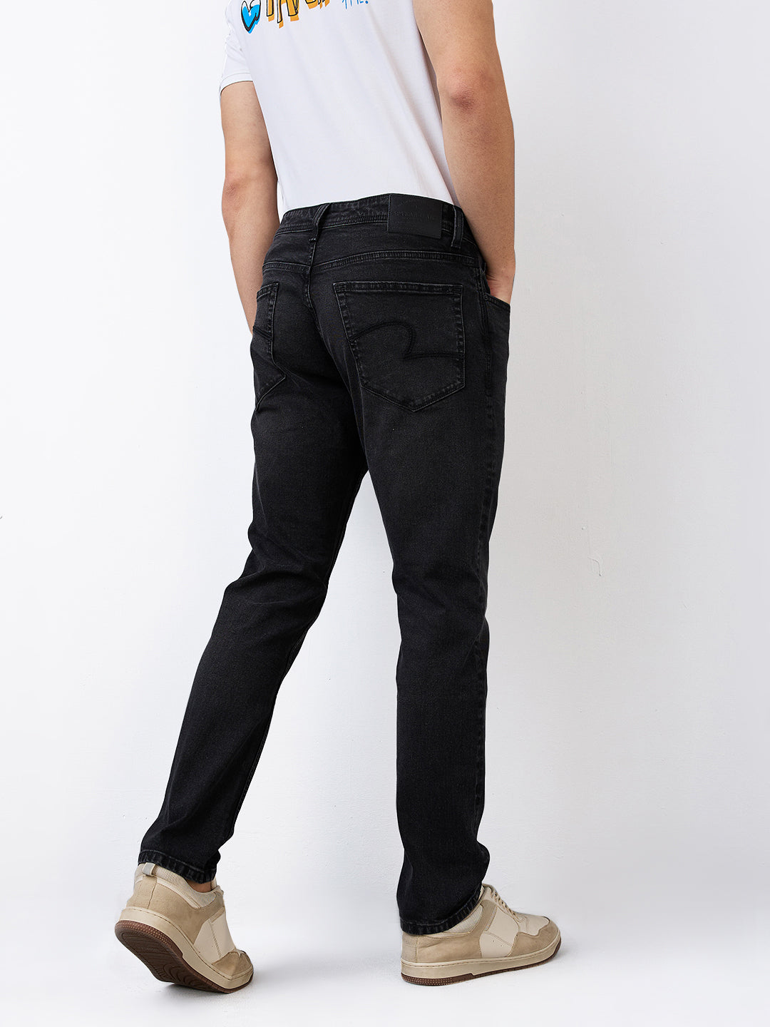 Men's Black Casual Regular Fit Jeans