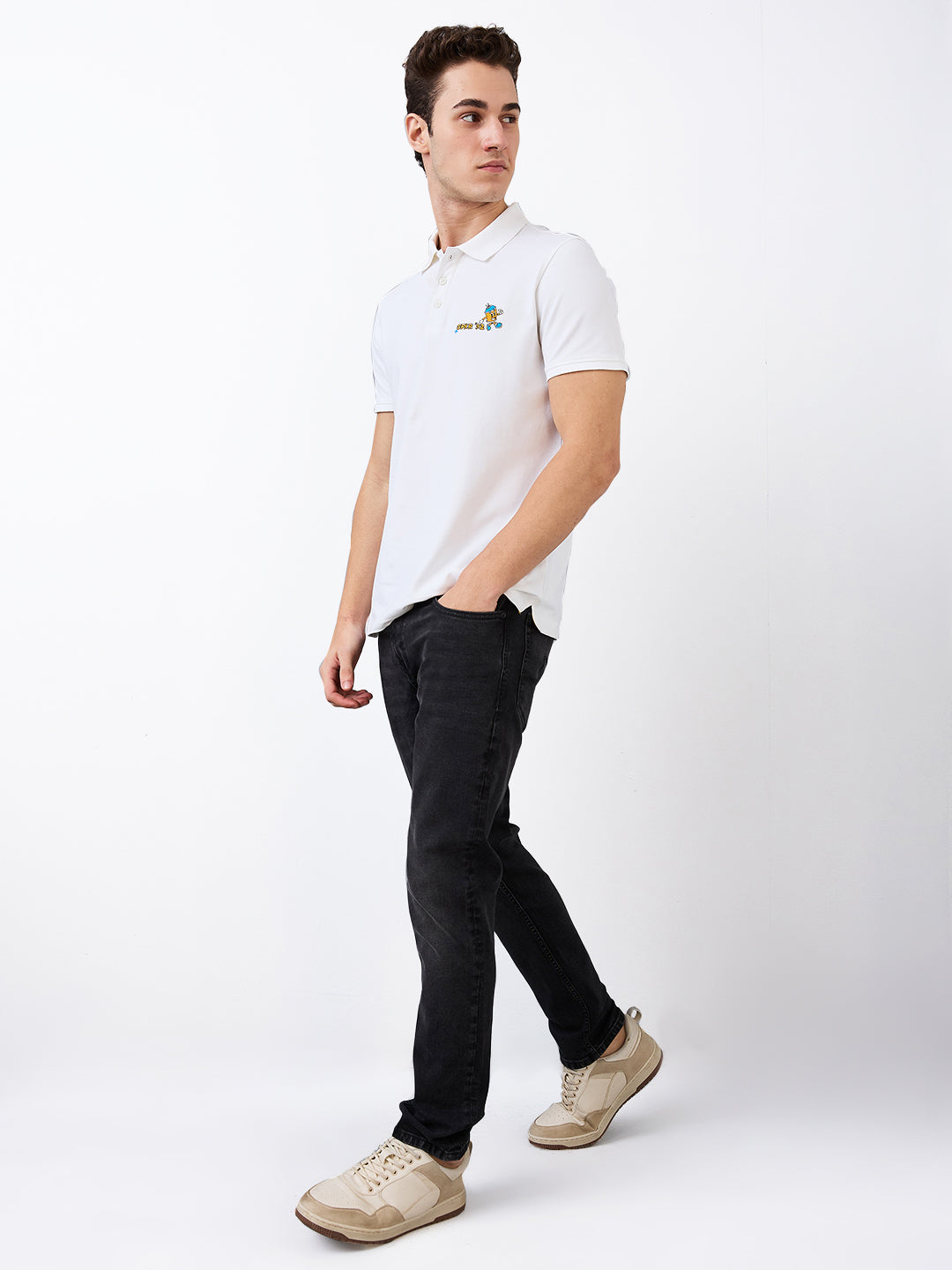 Men's Black Casual Regular Fit Jeans