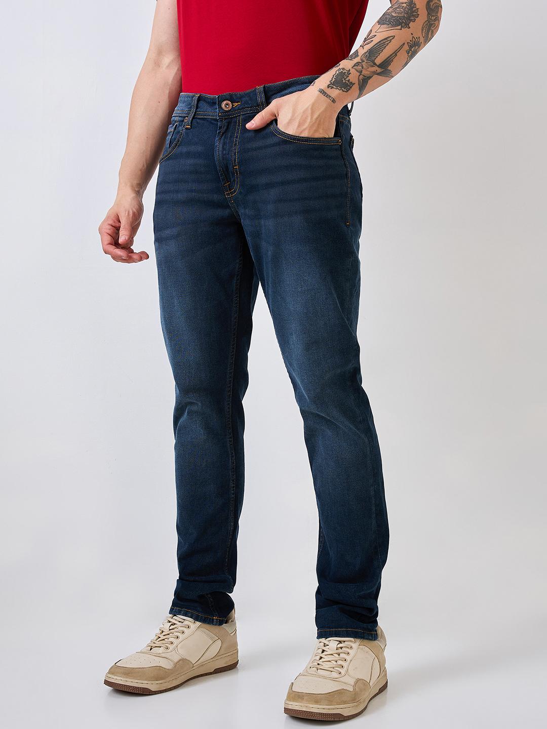 Men's Blue Casual Slim Fit Jeans