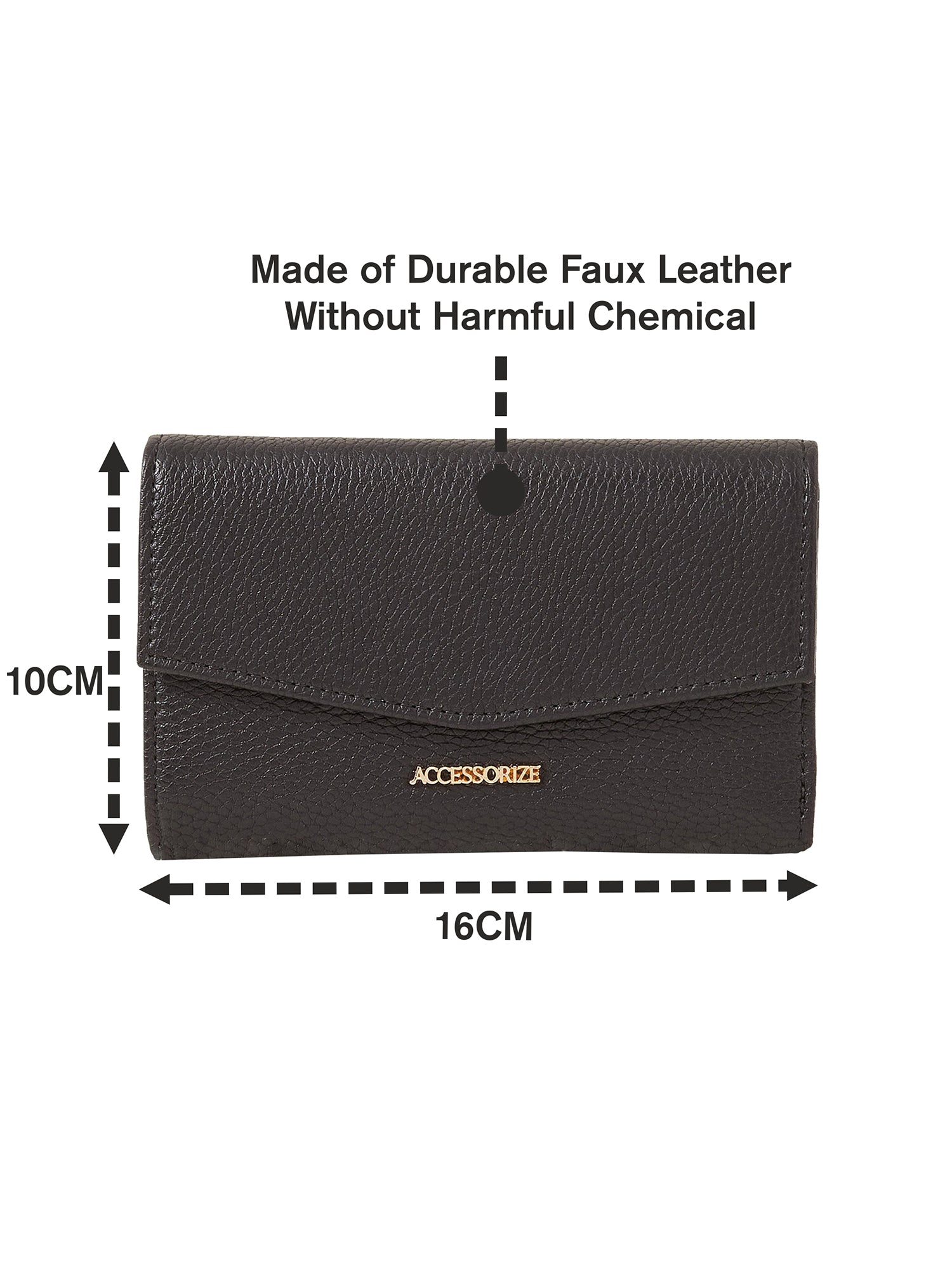 Women's Black Casual Textured Wallet