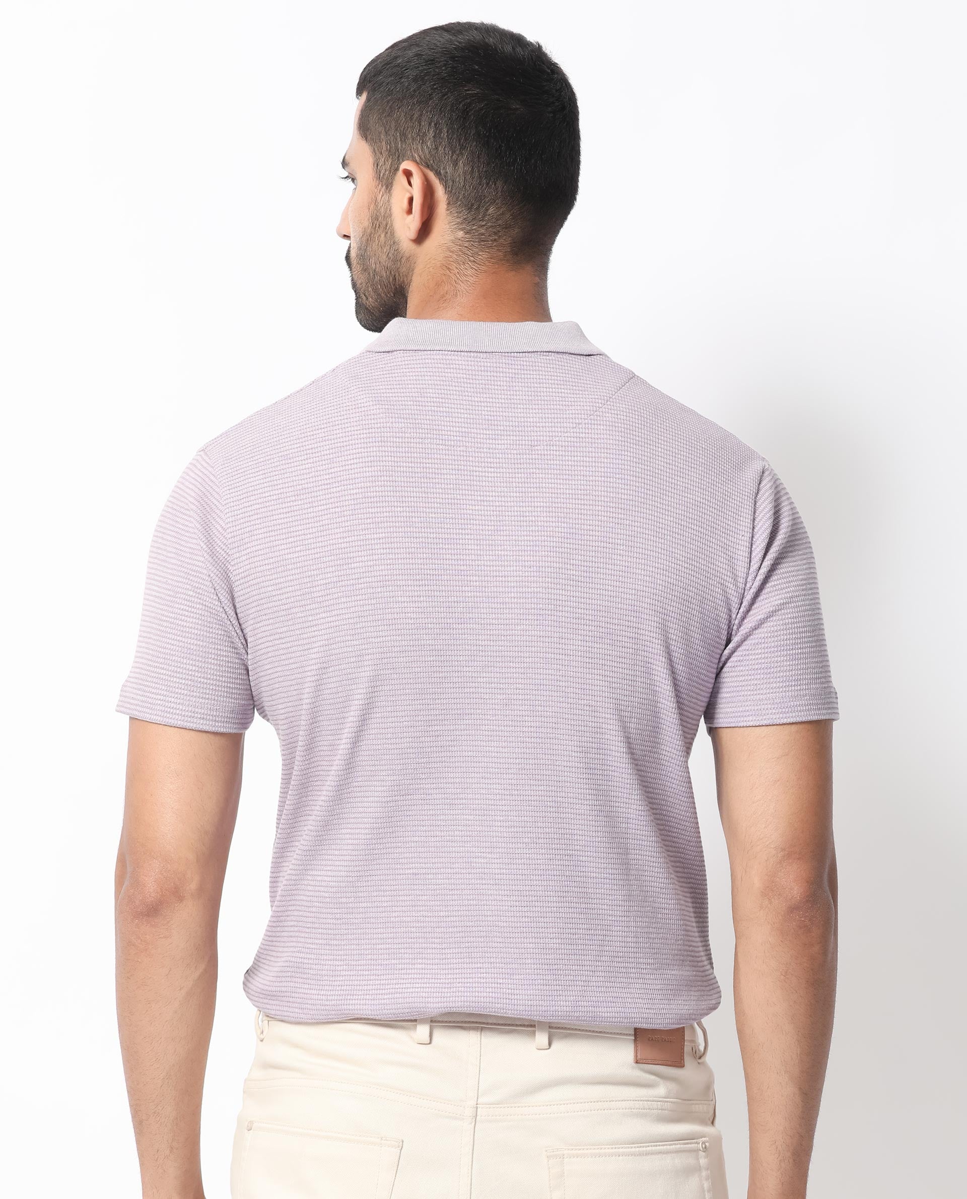 Men's Purple Casual Regular Fit Solid Half Sleeves Polo Tshirt