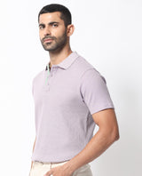 Men's Purple Casual Regular Fit Solid Half Sleeves Polo Tshirt