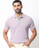 Men's Purple Casual Regular Fit Solid Half Sleeves Polo Tshirt