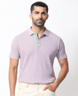 Men's Purple Casual Regular Fit Solid Half Sleeves Polo Tshirt