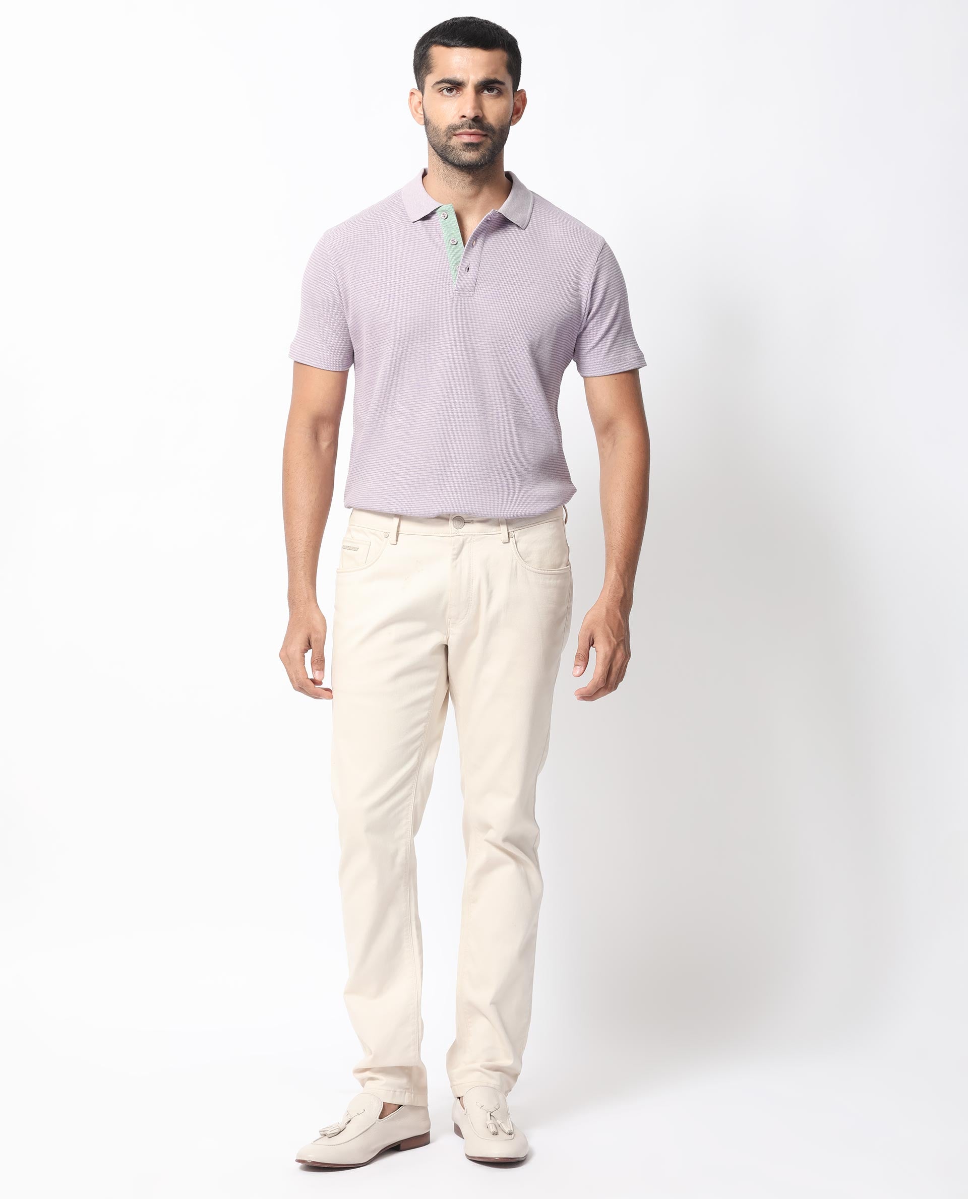 Men's Purple Casual Regular Fit Solid Half Sleeves Polo Tshirt