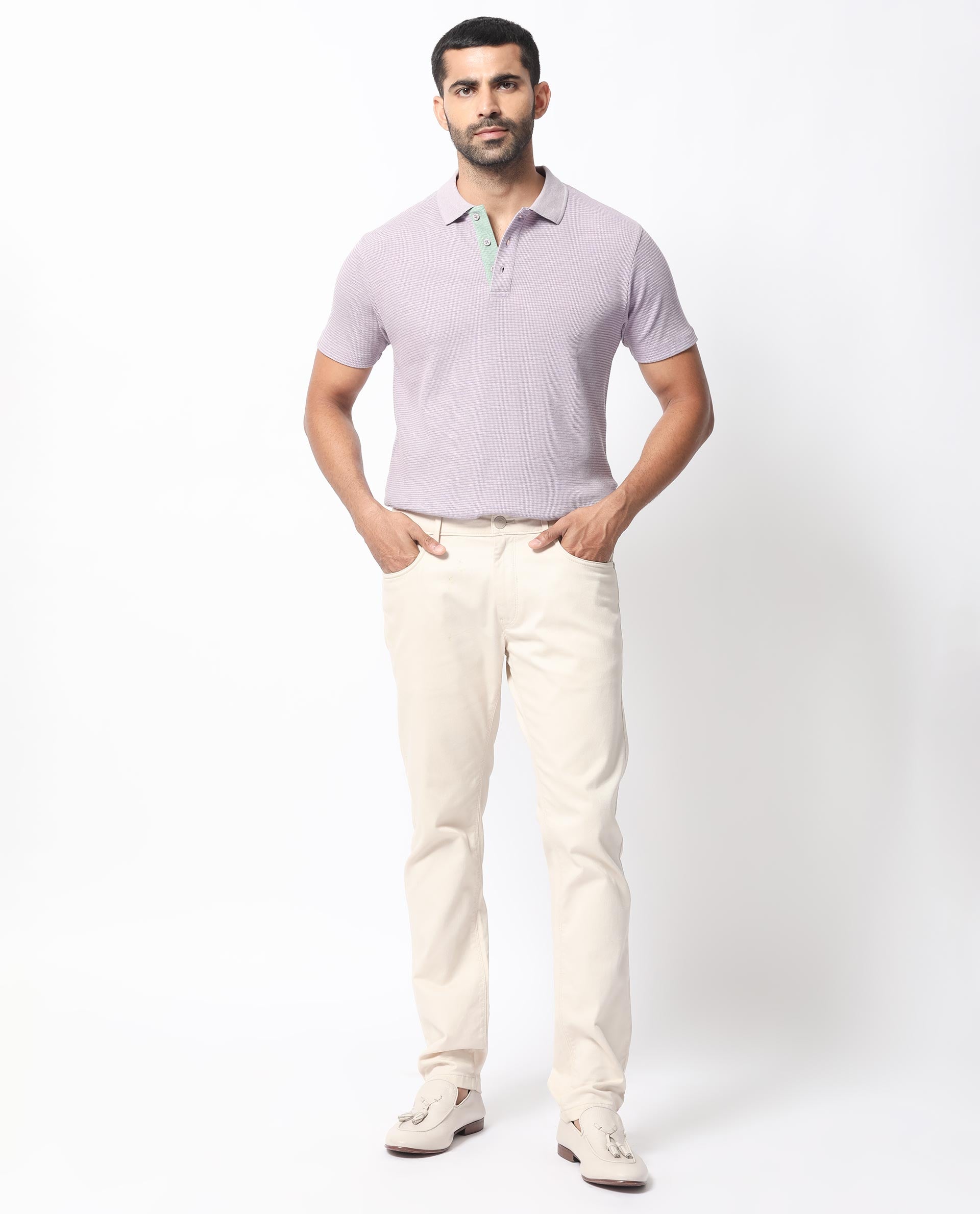 Men's Purple Casual Regular Fit Solid Half Sleeves Polo Tshirt