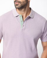 Men's Purple Casual Regular Fit Solid Half Sleeves Polo Tshirt