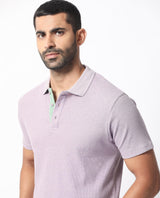 Men's Purple Casual Regular Fit Solid Half Sleeves Polo Tshirt