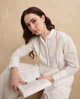 Women's White Casual Full Sleeves Top