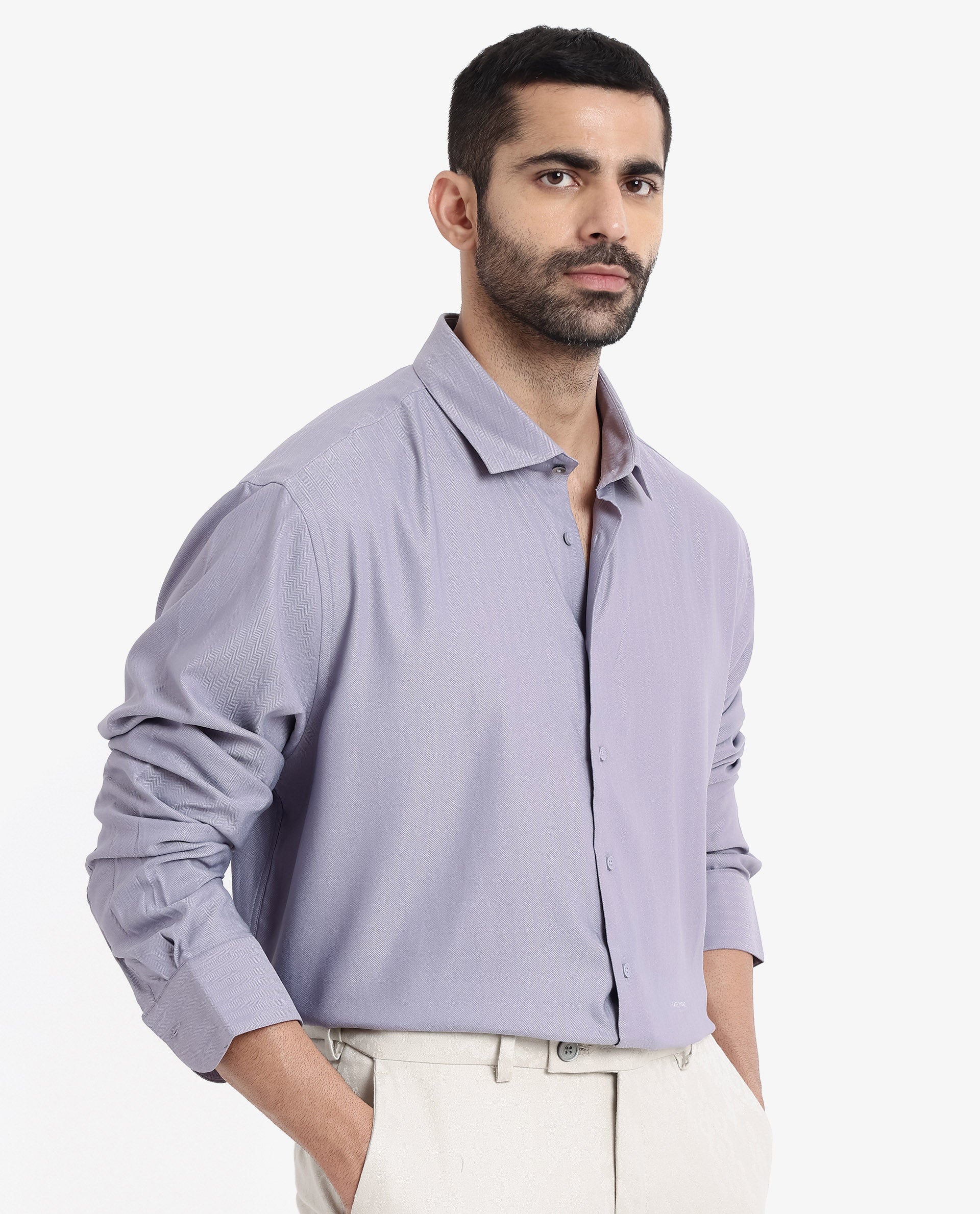 Men's Purple Casual Regular Fit Solid Full Sleeves Shirt