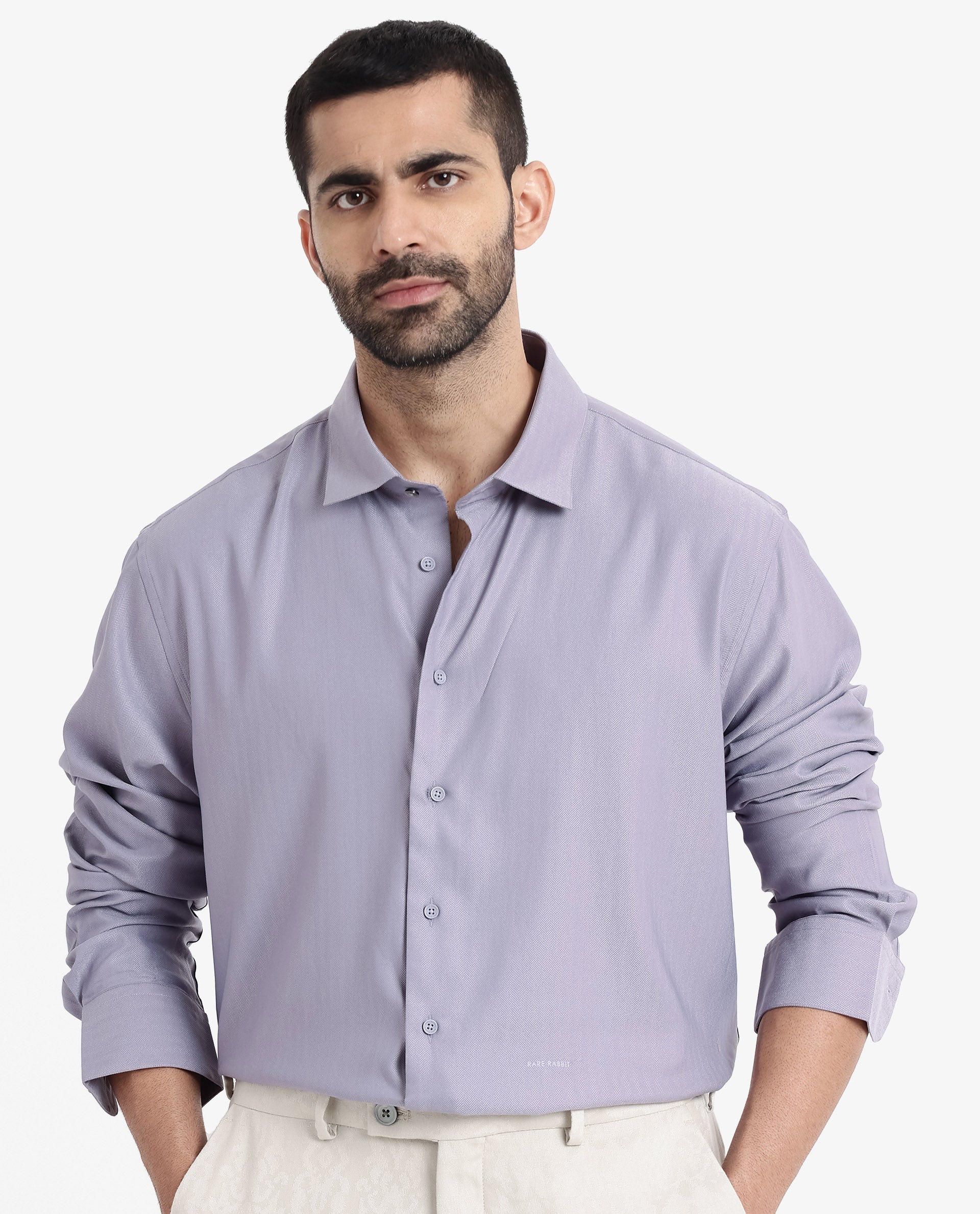 Men's Purple Casual Regular Fit Solid Full Sleeves Shirt