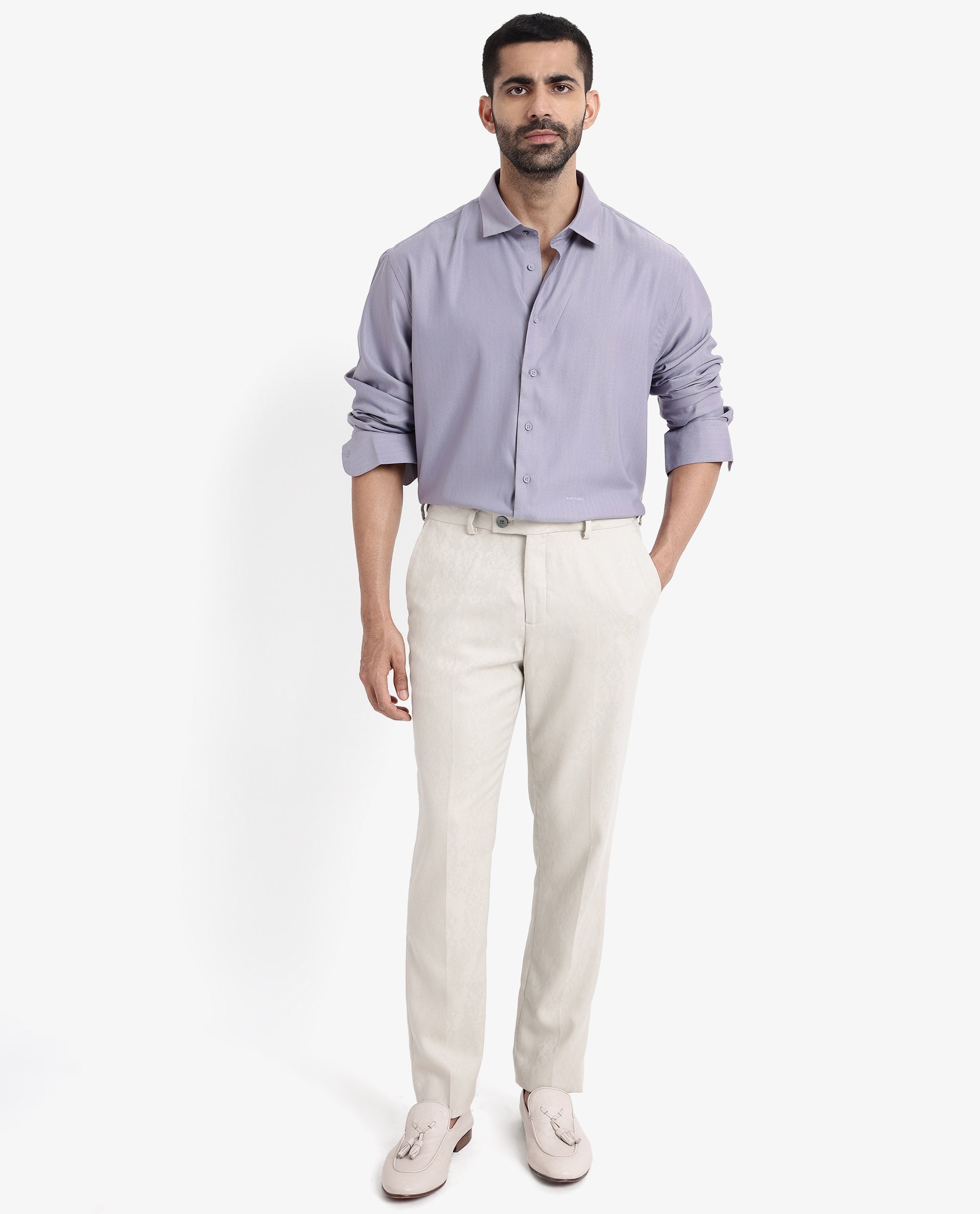 Men's Purple Casual Regular Fit Solid Full Sleeves Shirt