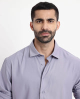 Men's Purple Casual Regular Fit Solid Full Sleeves Shirt
