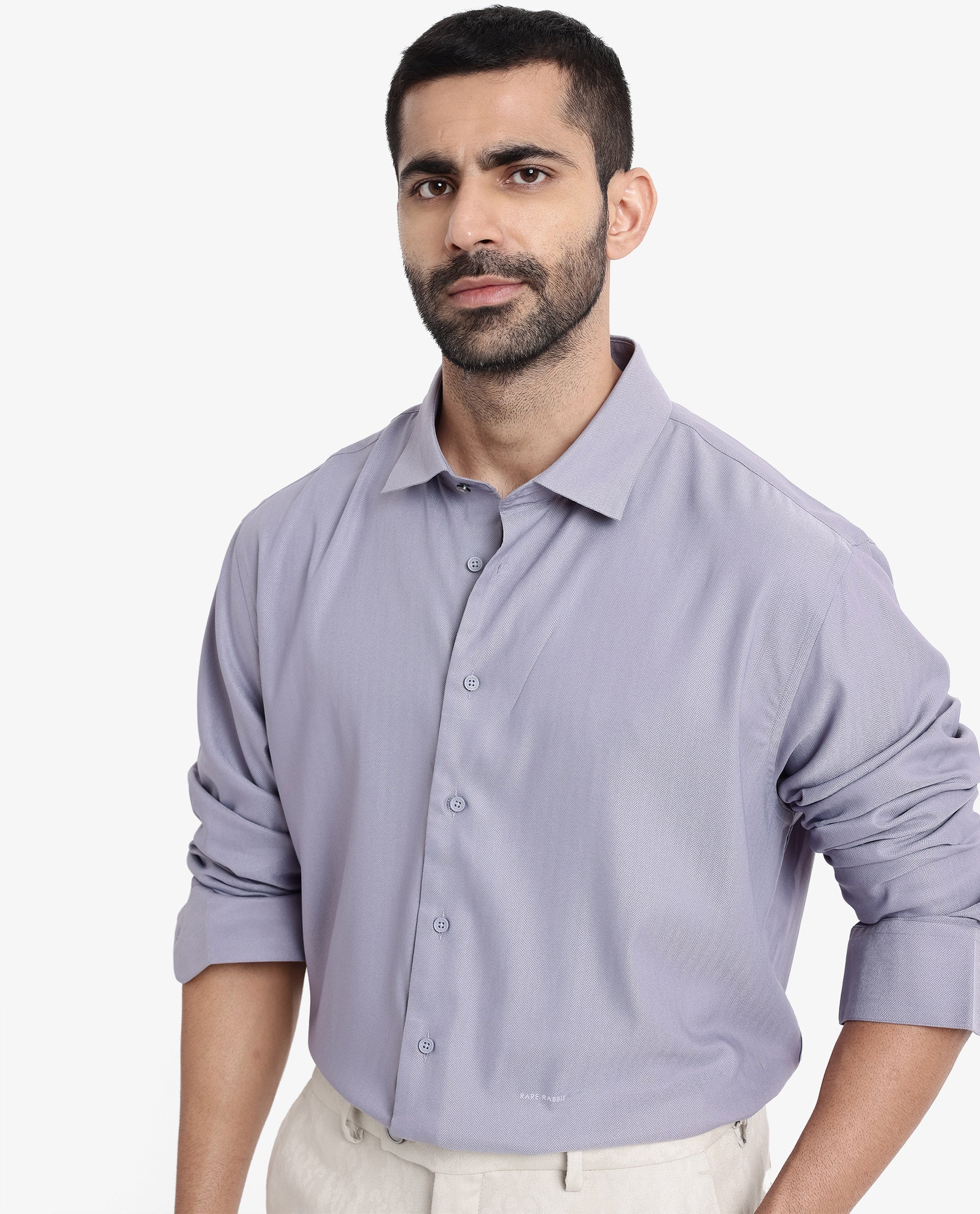 Men's Purple Casual Regular Fit Solid Full Sleeves Shirt