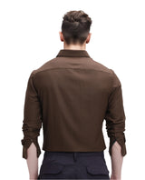 Men's Brown Casual Regular Fit Solid Full Sleeves Shirt