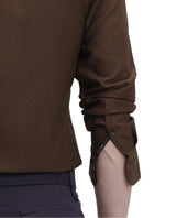 Men's Brown Casual Regular Fit Solid Full Sleeves Shirt