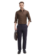 Men's Brown Casual Regular Fit Solid Full Sleeves Shirt