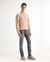 Men's Grey Casual Slim Fit Solid Jeans