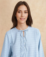 Women's Blue Casual Full Sleeves Top