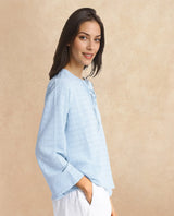 Women's Blue Casual Full Sleeves Top