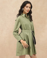 Women's Green Casual Full Sleeves Dress