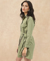 Women's Green Casual Full Sleeves Dress