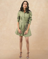 Women's Green Casual Full Sleeves Dress